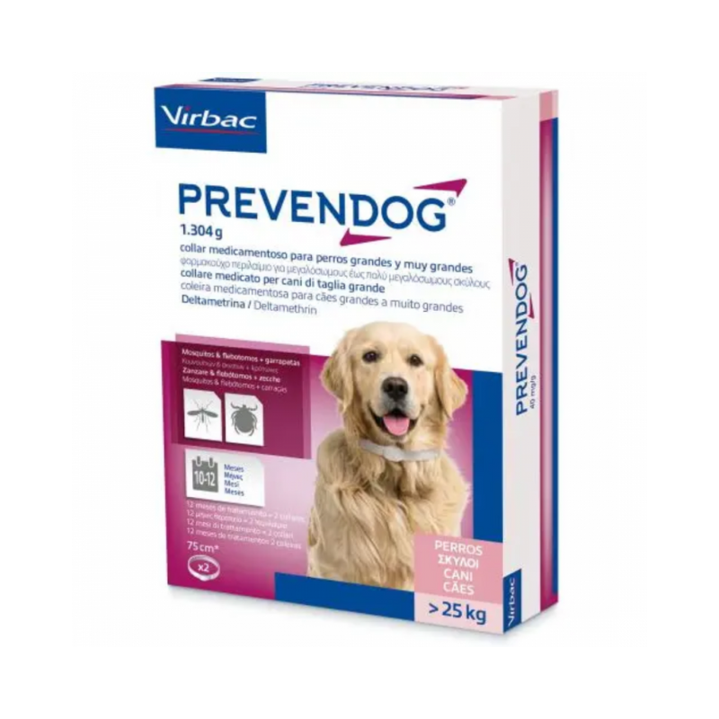 Virbac prevendog 2 collari antiparassitario 75 cm per cani oltre 25 kg