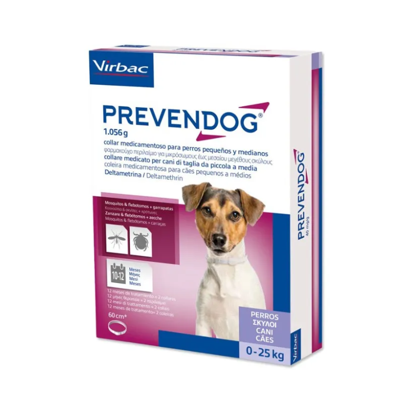 Virbac prevendog 2 collari antiparassitario 60 cm per cani 0 - 25 kg