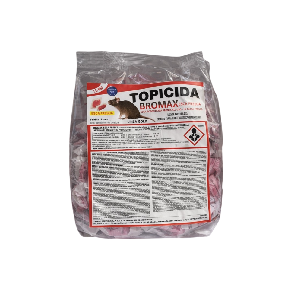 Esca fresca bromax 1,5kg - rodenticida aroma tutti i frutti