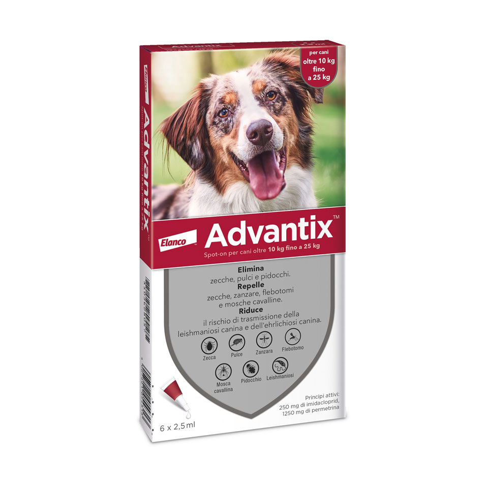 Advantix Spot-on Antiparassitario per cani oltre 10 kg fino a 25 kg(6 pz)