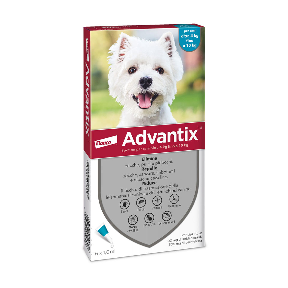 Advantix Spot-on antiparassitario per cani oltre 4 kg fino a 10 kg (6 pz)