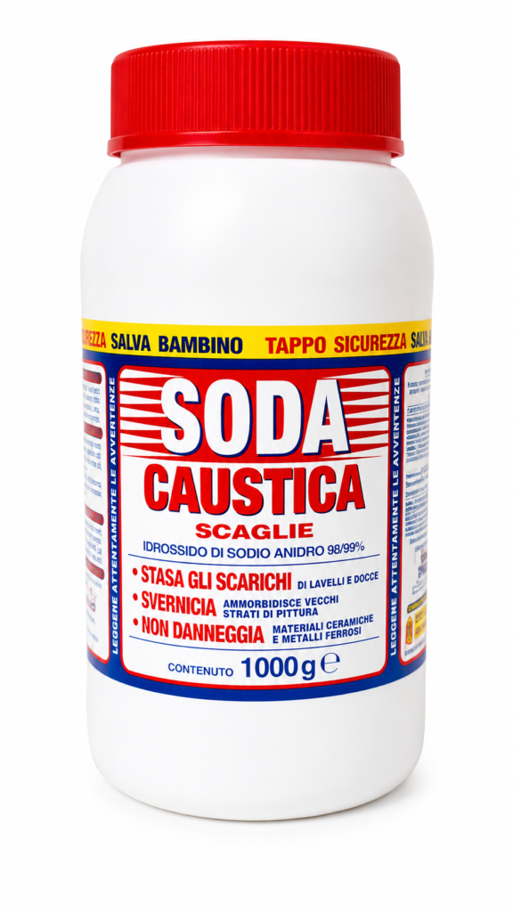 Soda Caustica in Scaglie 1kg – Disgorgante Scarichi e Sverniciatore