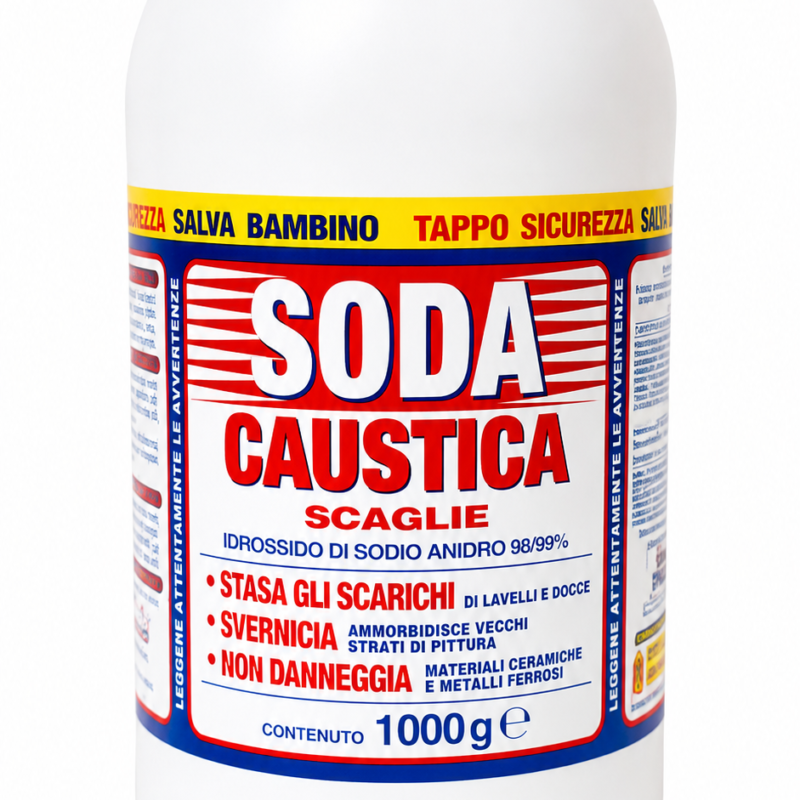 Soda Caustica in Scaglie 1kg – Disgorgante Scarichi e Sverniciatore